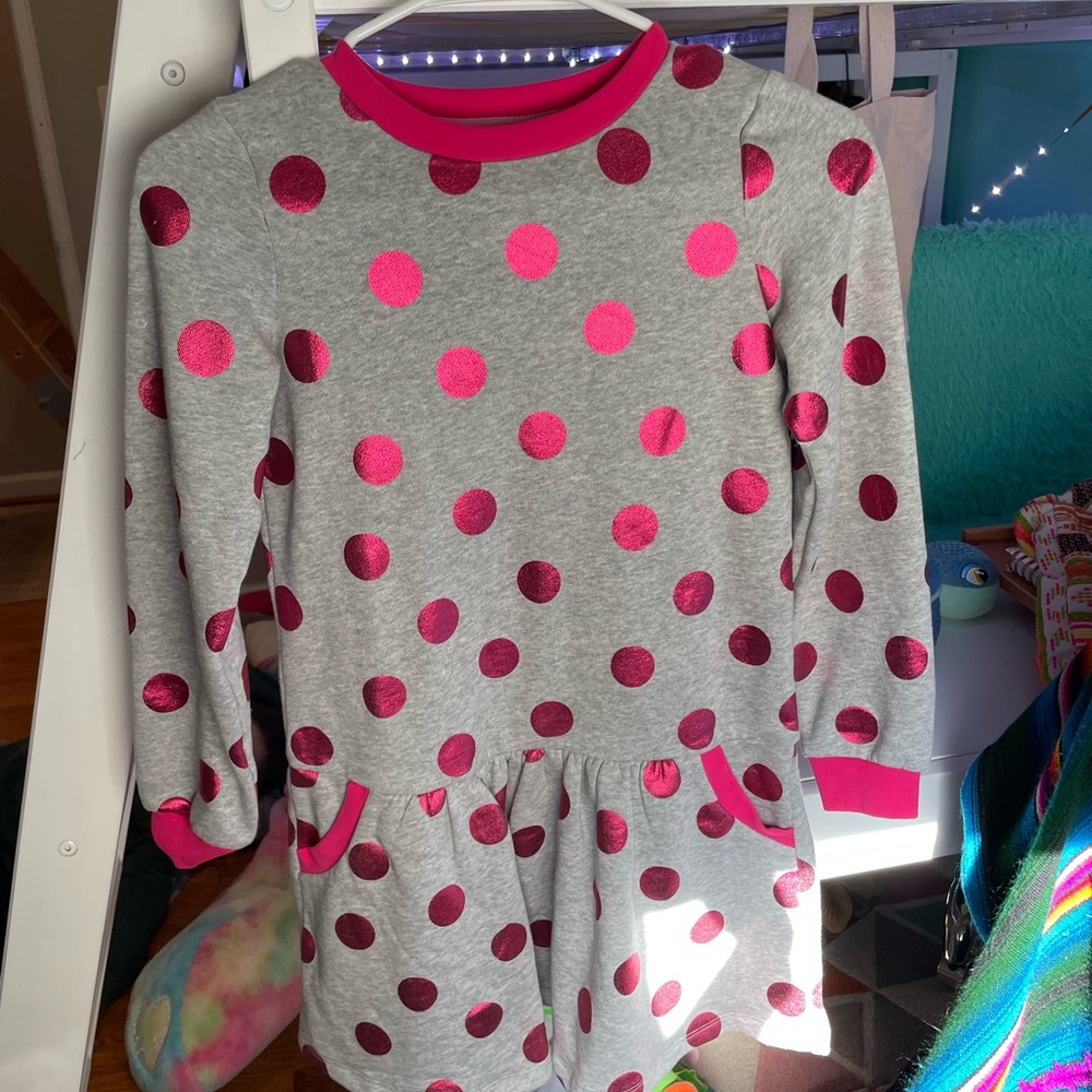 Mini Boden Gray and Pink Sweatshirt Dress